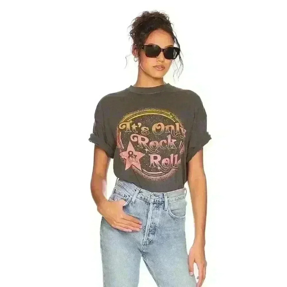 NWT Girl Dangerous It's Only Rock n Roll Loose Fit Graphic Tee - Picture 2 of 11